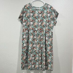 Floral Paisley Tiered Short-Sleeve Dress